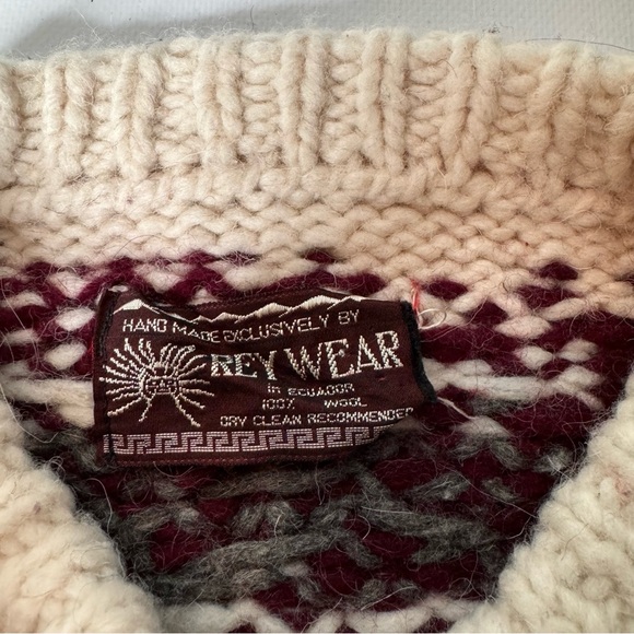 REY WEAR Vintage 100% Wool Cardigan Sweater Sz L- XL Oversized UNISEX - Picture 12 of 12